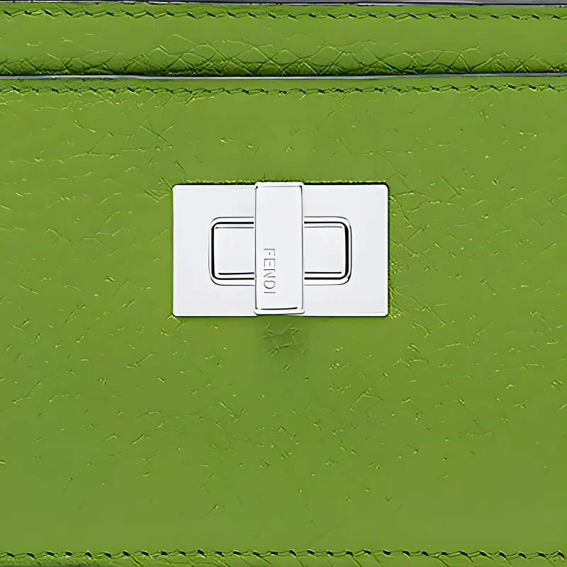 FENDI Cow Leather Business Card Holder Women's Green-4