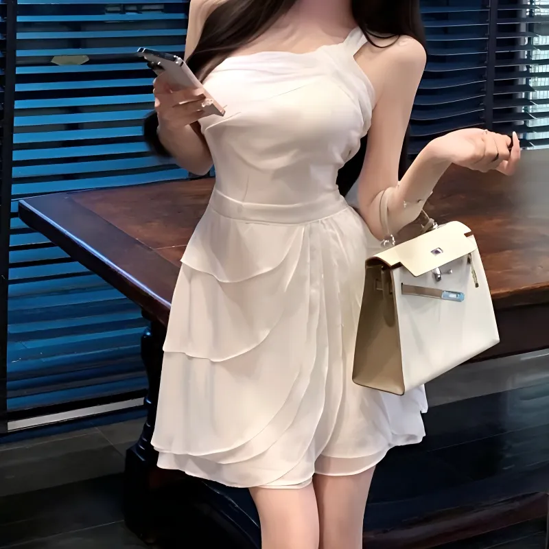 TURN UP Sleeveless Dress Women's White-6