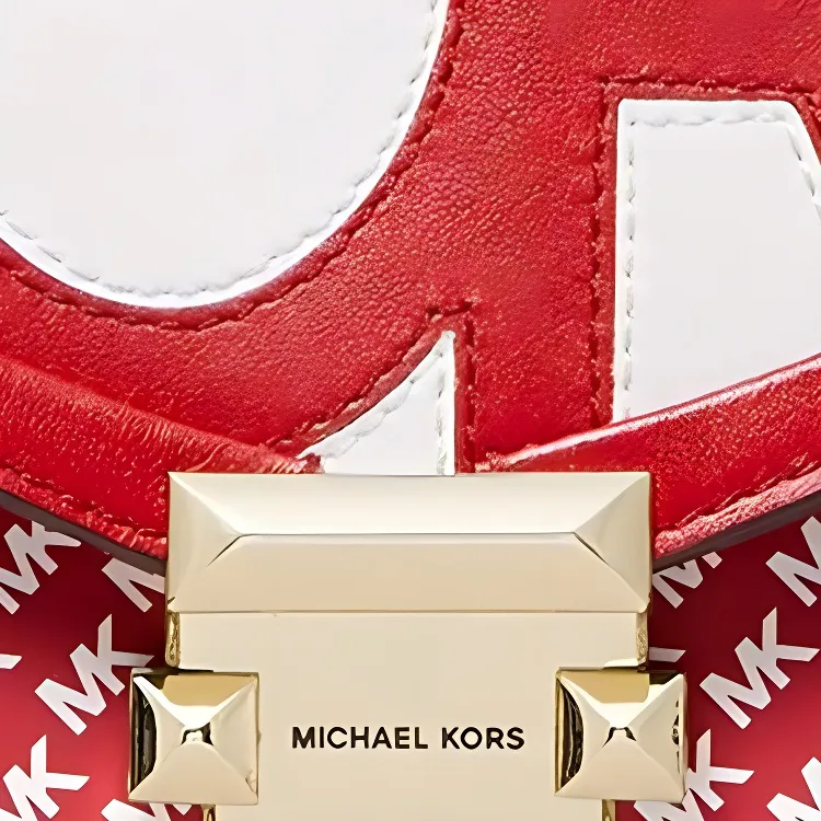 MICHAEL KORS Whitney Leather Clutch Wallet Women's Red White-3