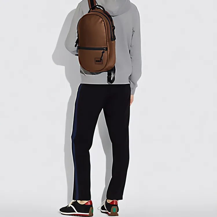 COACH Pacer Leather Backpack Medium Size Unisex Brown-3