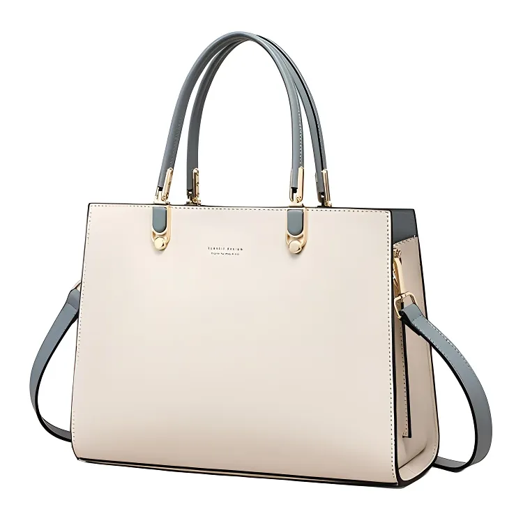 Bullrun Cow Leather With Synthetic Leather Handbag Women's Ecru-1