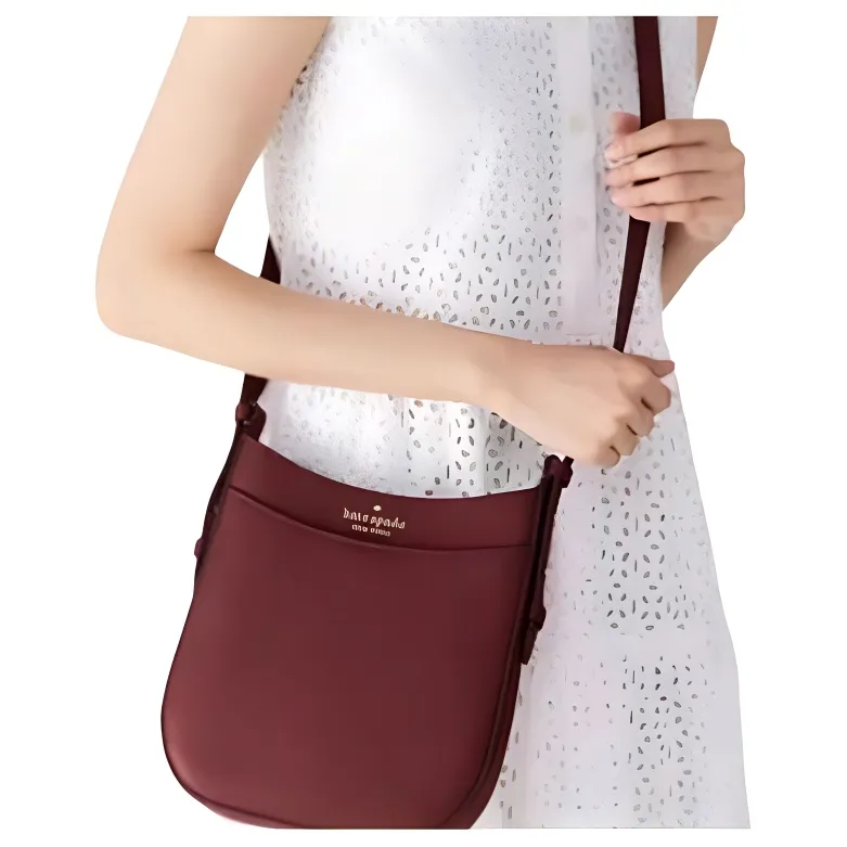 Kate Spade Leila Litchi Grain Leather Shoulder Bag Crossbody Bag Women's Cherry Wood Color-4