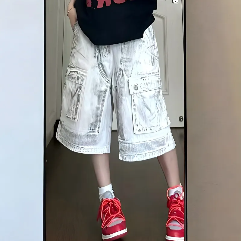 T-IRA Cargo Shorts Unisex White-1