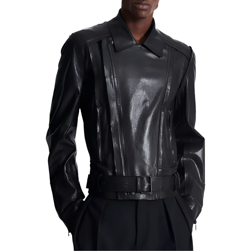 BALMAIN Leather Jacket Men's Black-3
