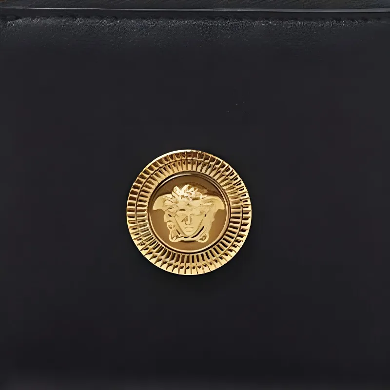 VERSACE Cow Leather Wallet Men's Black-3