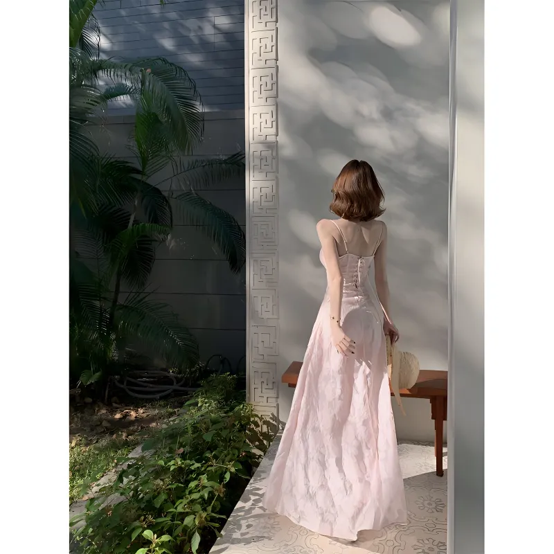 XIANSINIAO Slip Dresses Women's Narcissus Pink Please Be Cautious If Sensitive To Translucent Materials-1