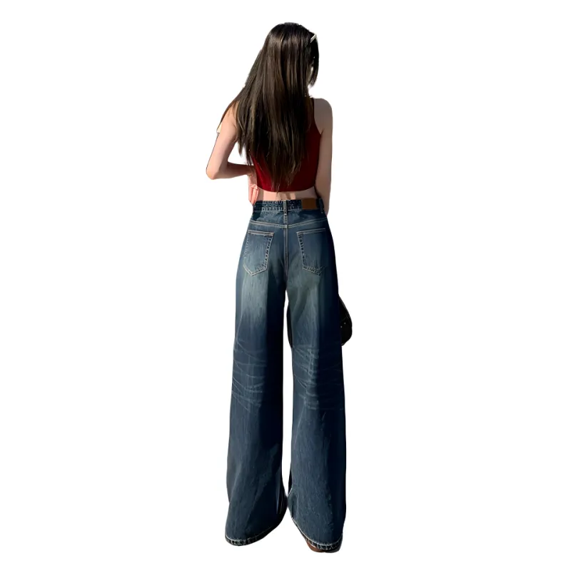 YINLEI Jeans Women's Vintage Blue-2
