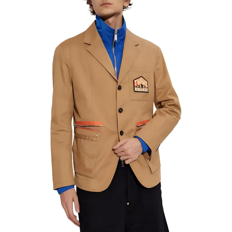 DSQUARED 2 Logo Patch Single Breasted Blazer-1