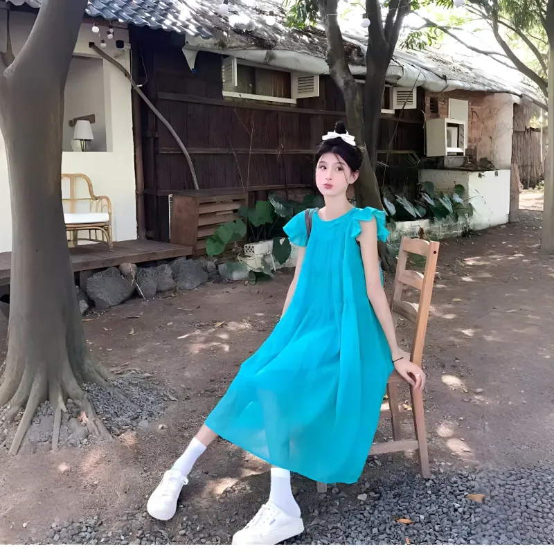 IQC Sleeveless Dresses Women's Turquoise-4