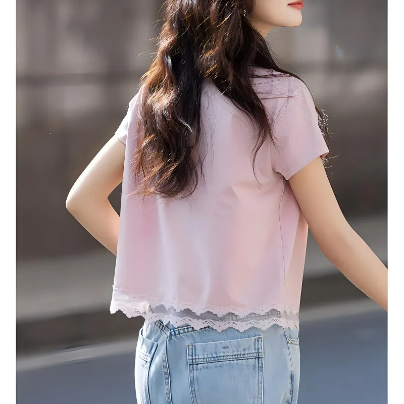 LUYOUYE T Shirts Women's Leather Pink-1