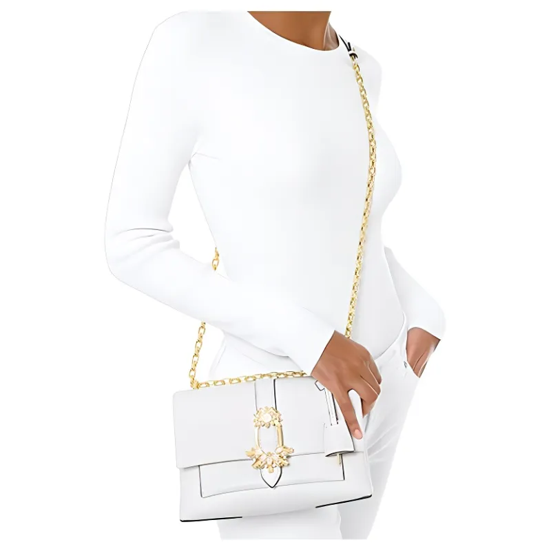 MICHAEL KORS MICHAEL KORS Handbag Collection Cece Leather Shoulder Bag, Crossbody Bag Medium Size Women's White-3