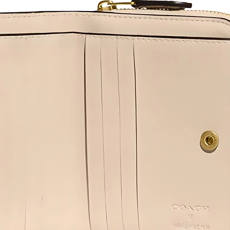 COACH MINT+SERF Collaboration Billfold Wallet Glossy Pebbled Leather Card Holder Wallet Women's Graffiti White-3