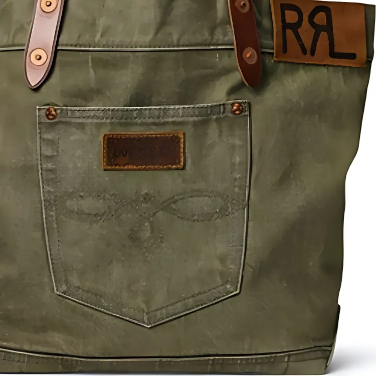 Ralph Lauren Fabric Tote Bag Shopping Bag Handbag Shoulder Bag Men's Olive Green-4