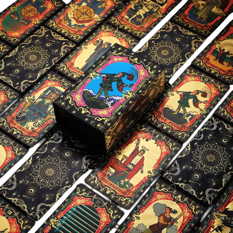 ZOCO Black Gold Sun Tarot Card Box Included Waterproof And Durable PET Material Board Games-27