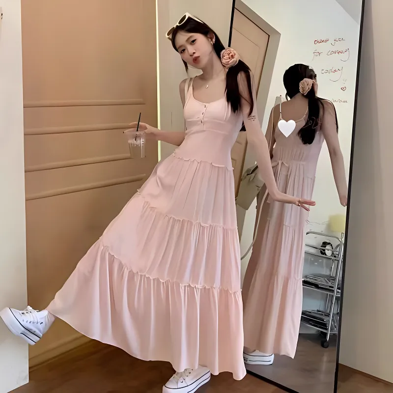 ORIASTAR Slip Dresses Women's Pink-2