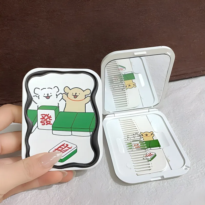 Love Of Wormwood Mahjong Foldable Mirror Pocket Makeup Mirror Creative Portable Practical-2