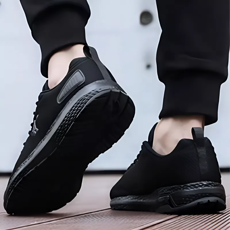 QIAODAN Breathable Low Top Running Shoes Men's Black-4