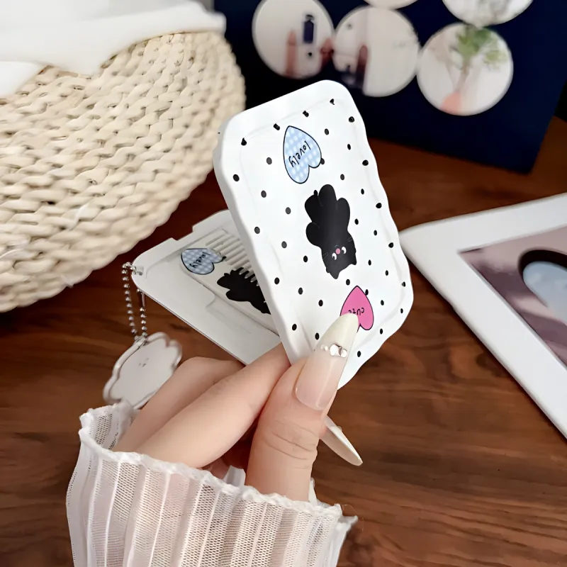 Love Of Wormwood Flap Mirror Portable Comb Set Make up Tools-4