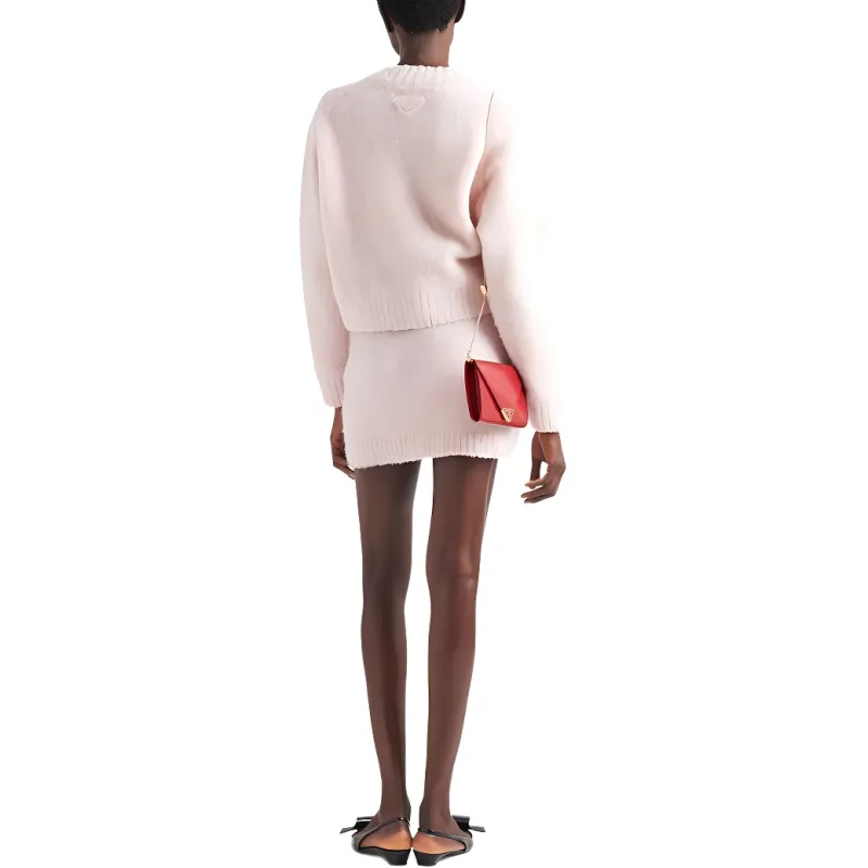 PRADA Triangle logo Wool Miniskirt-2
