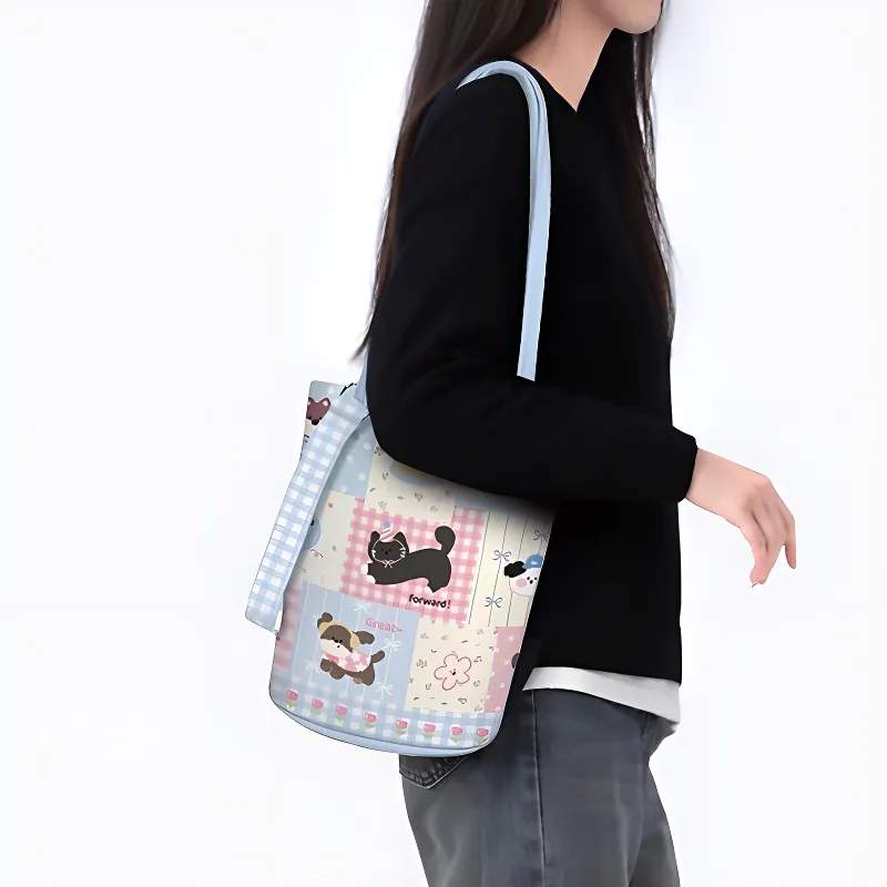 AOSONG Suede Technology Fabric Shoulder Bag Regular Unisex Blue/Pink/Yellow-2