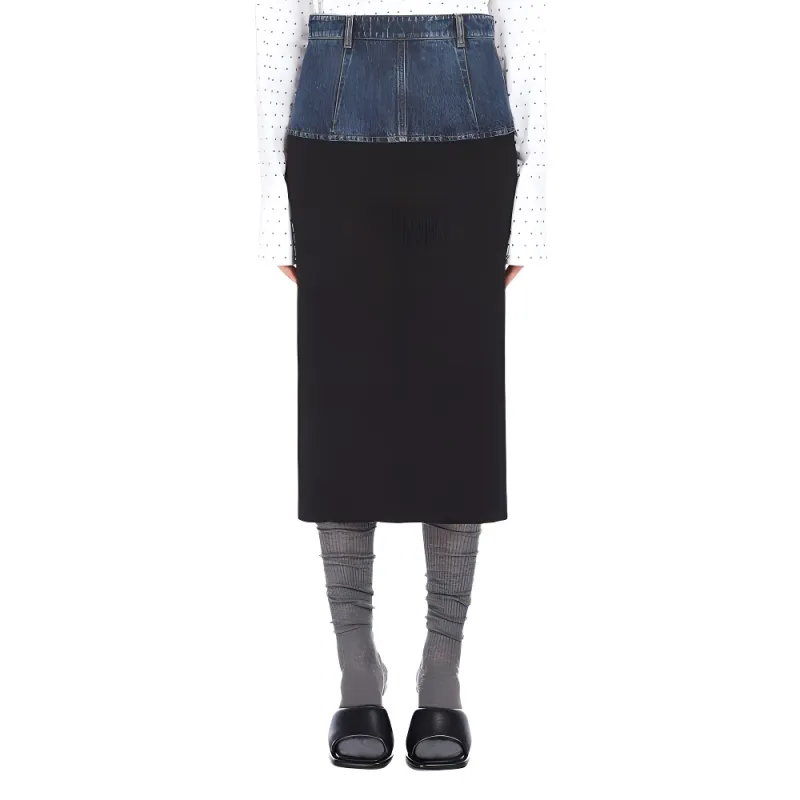 SportMa Edam Collection Denim Long Skirt Women's Midnight Blue-1