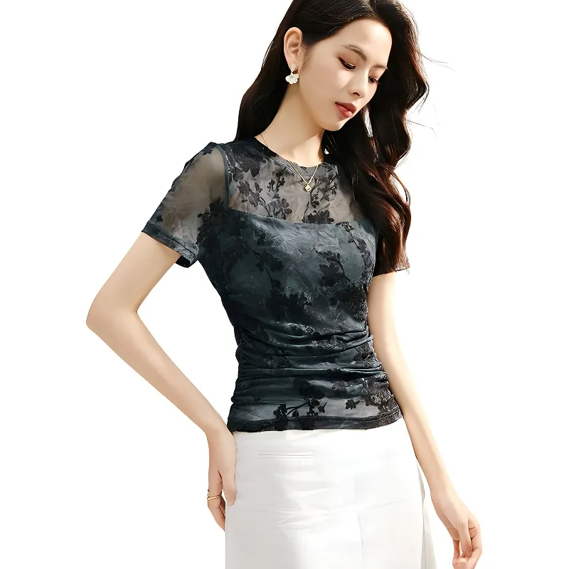 Late White T Shirts Women's Turquoise-2