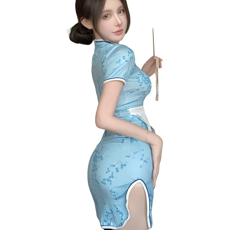 Garbege Cheongsam Women's Sky Blue-1