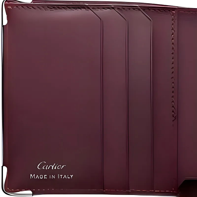 CARTIER Cow Leather Wallets Card Holders Men's Black-3