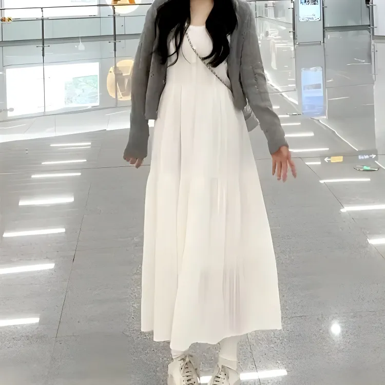 DOSOHEB Slip Dress Women's White-2