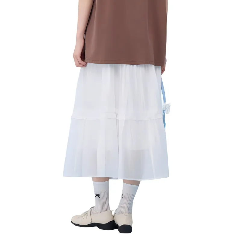 ZIHAN Casual Long Skirt Women's White-1