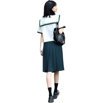 Garbege Uniform Women's White Shirt Tie Green Skirt Set