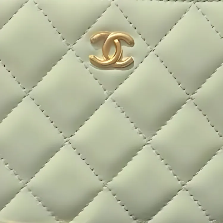 CHANEL 23C Early Spring Small Gold Ball Sheepskin Square Box Camera Bag, Shoulder Bag, Crossbody Bag Women's Green-1