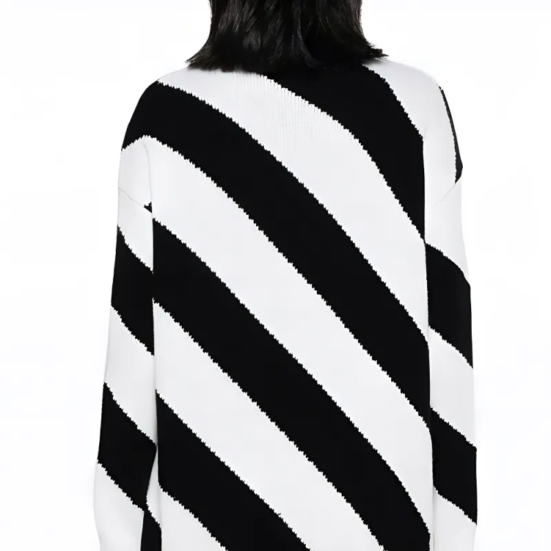 Valentino High Neck Striped Knitted Jumper-3