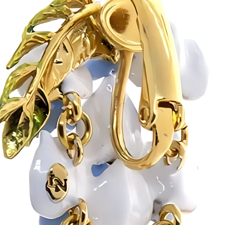 LES NEREIDES Gold Plated Clip On Earrings Women's Blue-4