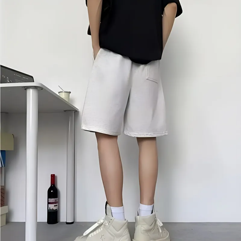 OKPI Casual Shorts Unisex White Gray-1