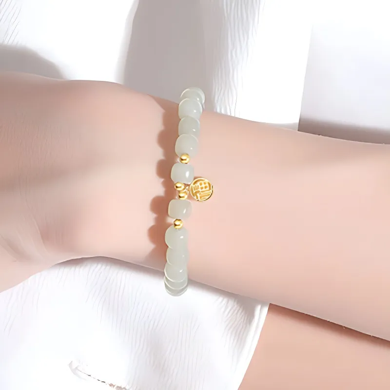 MUSHIFEN Hetian Jade Bracelets Pale Greenish White Jade Women's-1