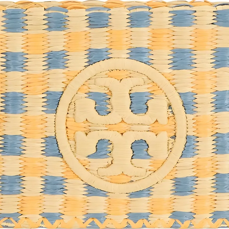 TORY BURCH Ella Raffia Clutch Women's Deep Turquoise-2