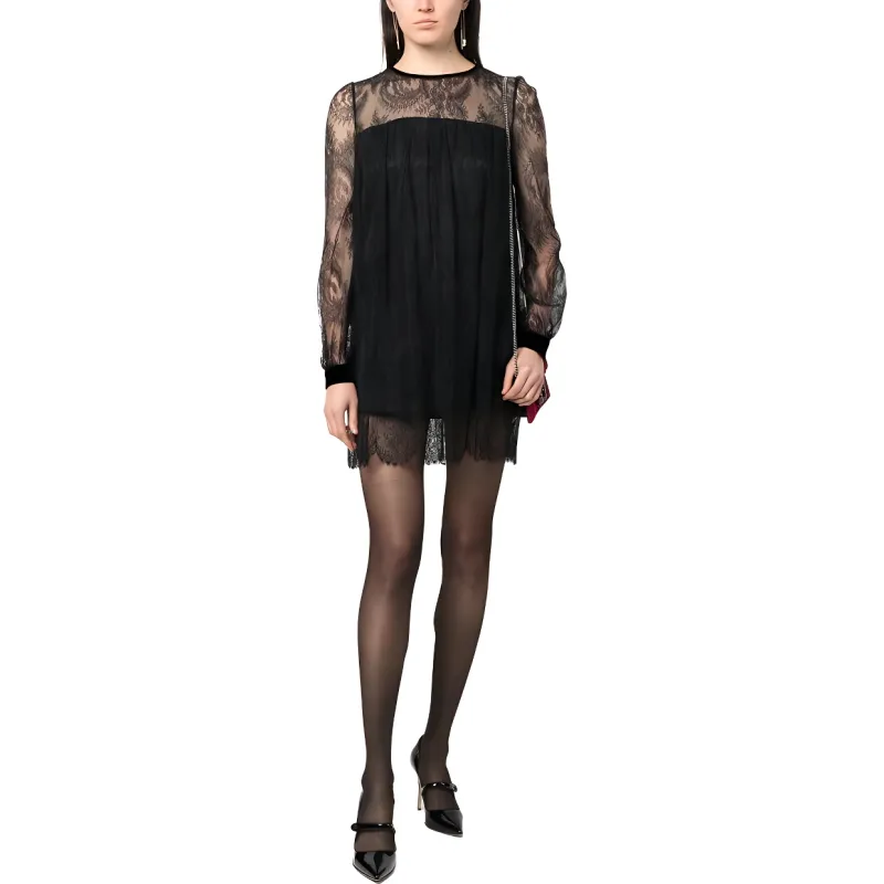 SAINT LAURENT Lace detail Layered Mini Dress-1