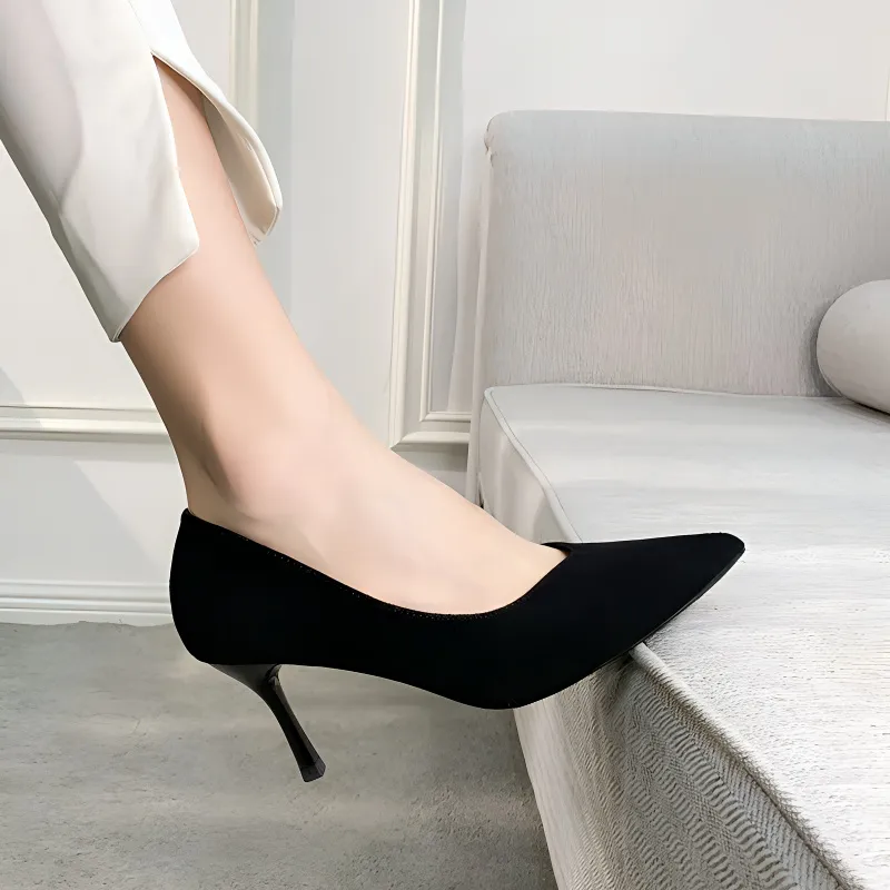 Lan Miao Slim Heel High Heels Women's Black-4