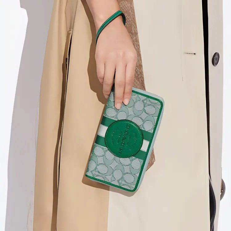 COACH Dempsey Leather Wallet Regular Women's Green-4