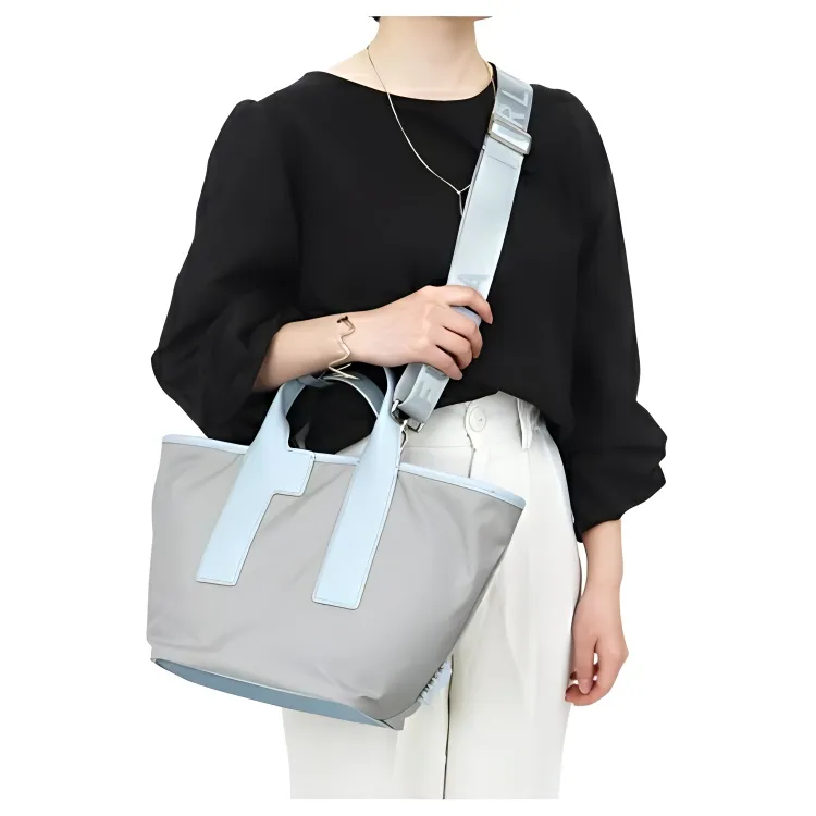 Furla Piuma Recycled Nylon Tote Bag, Shopping Bag, Shoulder Bag, Crossbody Bag, Handbag Regular Women's Light Blue-3