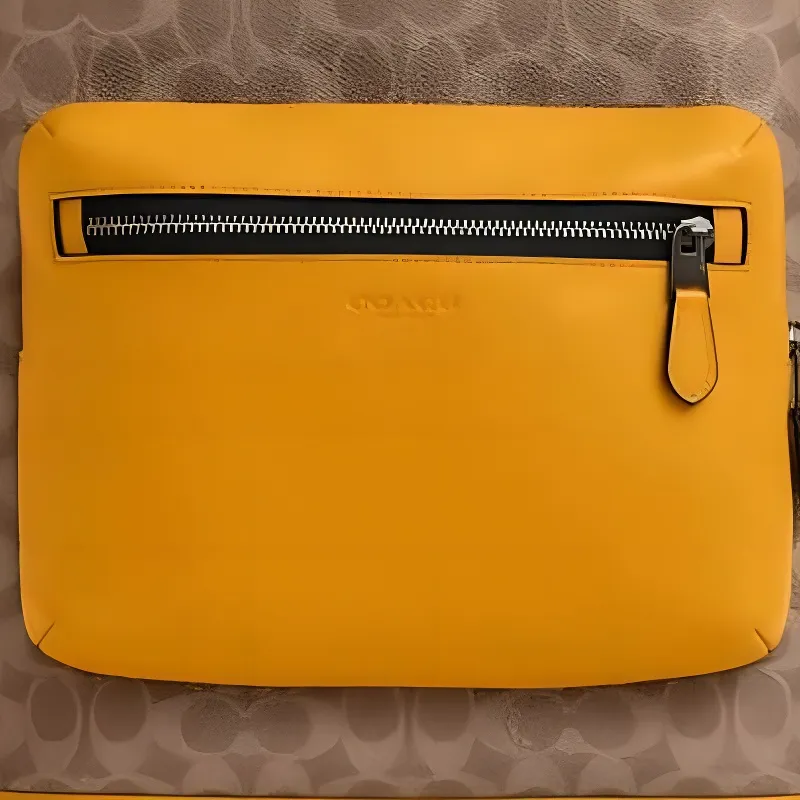 COACH West Cow Leather With Fabric With Artificial Leather Backpack Tubas Men's Brown Yellow & Golden Poppy Color-4