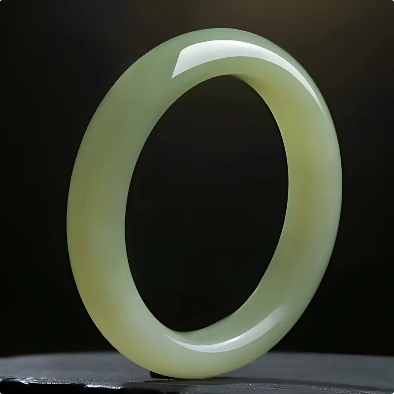 Xifeng Building Hetian Jade Bangles Pale Greenish White Jade Women's-1