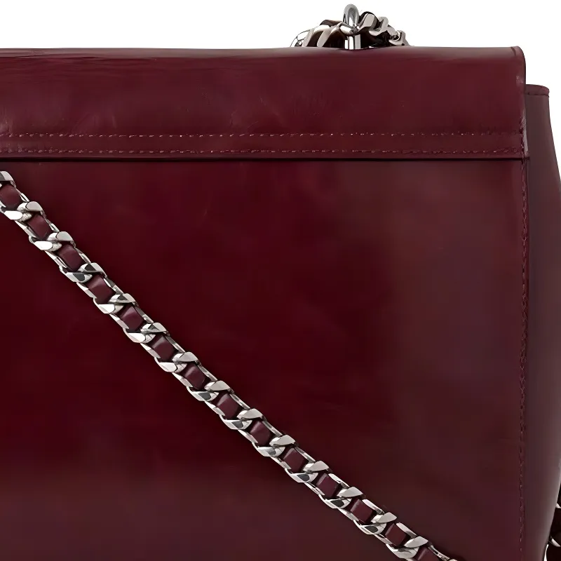 Mulberry Lily Wrinkle Highlighter Leather Crossbody Bag Shoulder Bag Women's Black Cherry-3