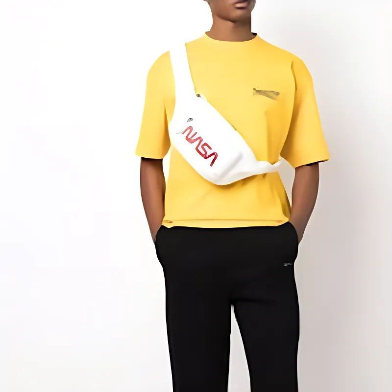 Balenciaga X NASA Co Branded Series Nylon Cell Phone Pouch Sling Bag, Fanny Pack Men's White-4