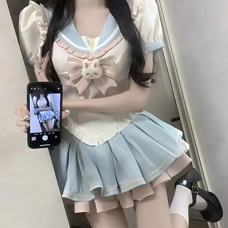 Mu Xiao Xin Two Piece Skirt Sets Women's-3