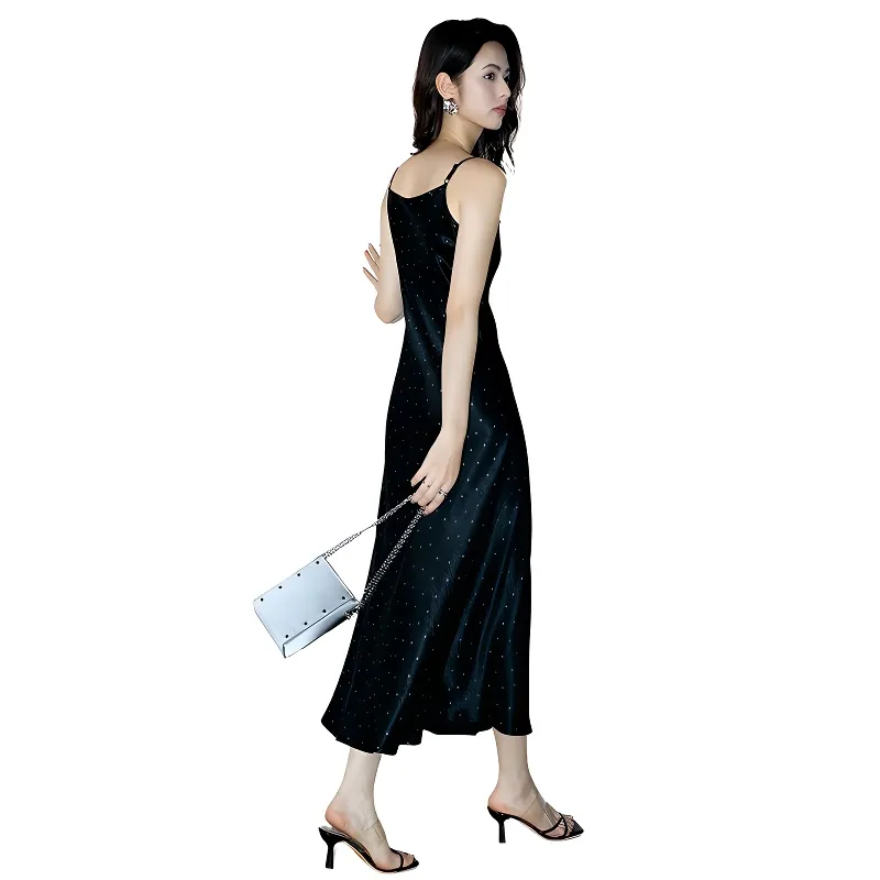 Late White Slip Dresses Women's Black-3