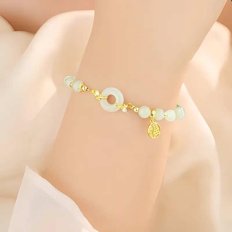 Strange Snow Bracelets Pale Greenish White Jade Women's-5