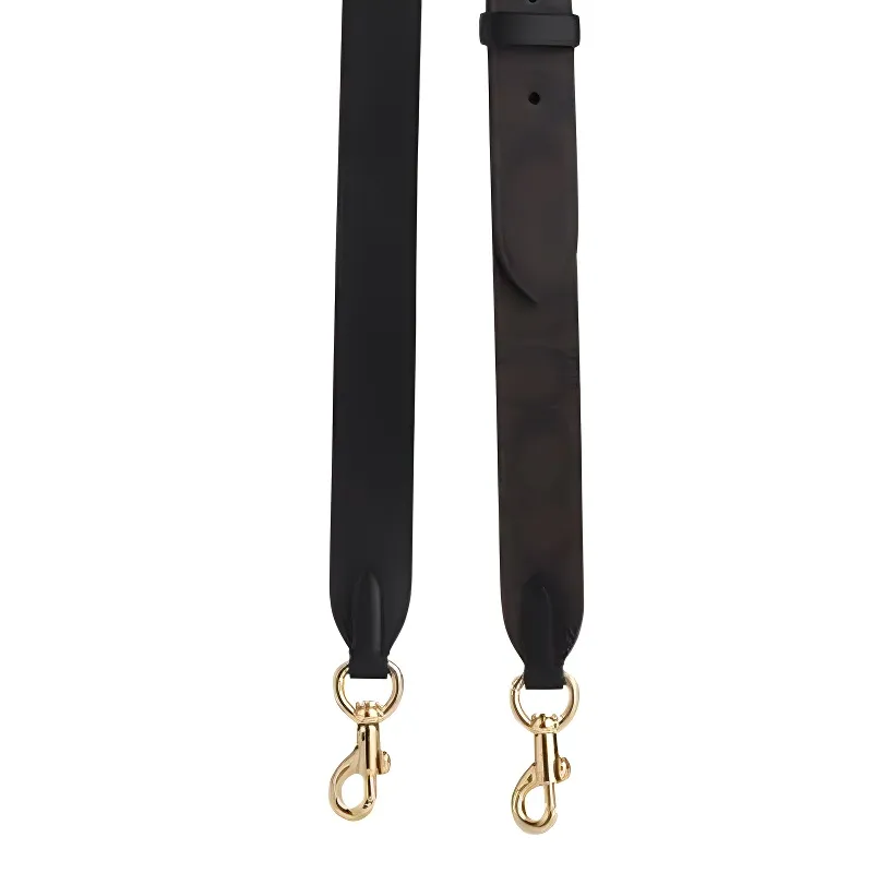 COACH Coated Canvas Bag Strap Unisex Gold & Walnut Wood & Black-1