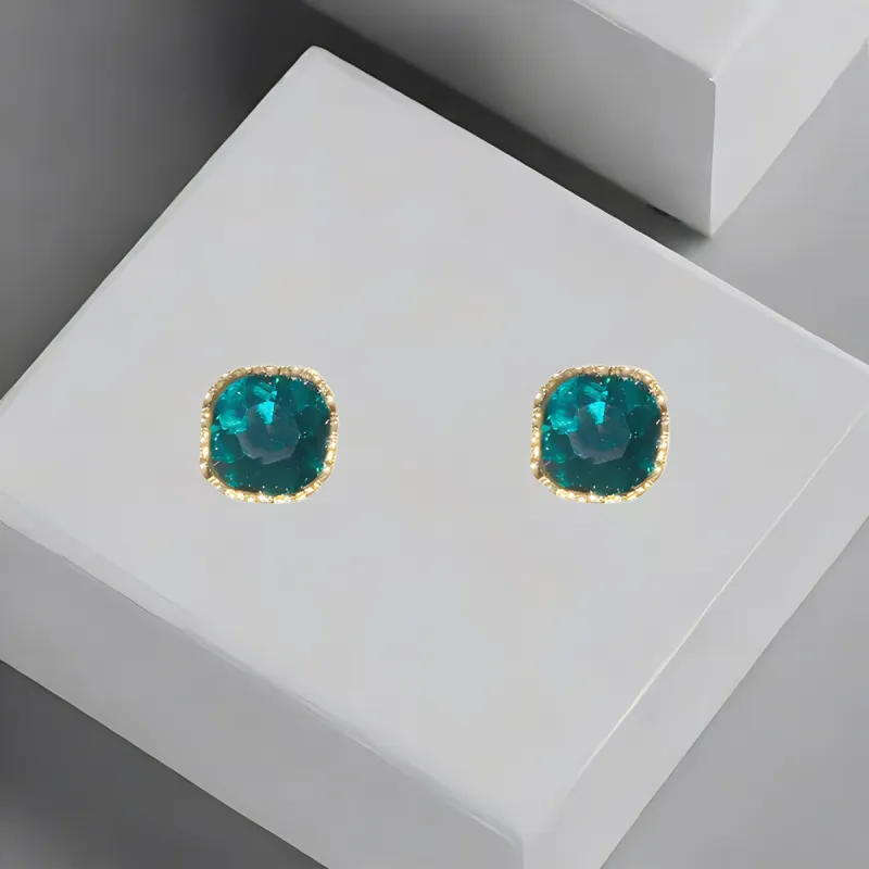 QIANFANGDAHUANGYE Zircon Stud Earrings Women's-4